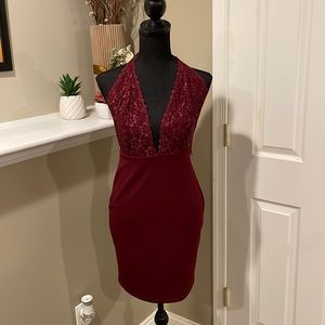 Lulu’s Burgundy Open Back Dress